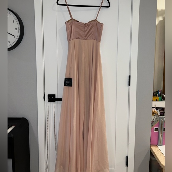 NEW Lulus Best Part of Me Blush Satin Bustier Chiffon Maxid Dress Gown Size XS - Picture 11 of 11